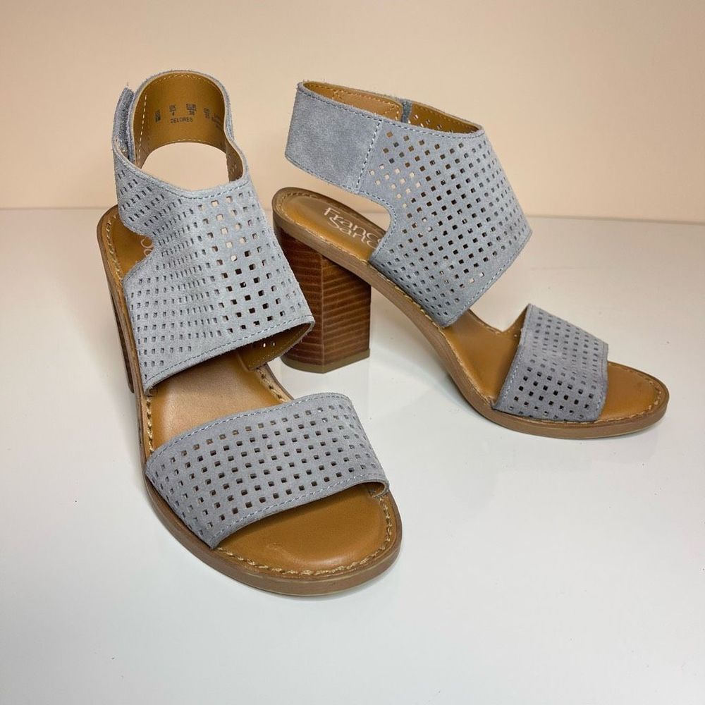Franco Sarto Devine Grey/Blue Suede Chunky Shoes Sz 6M